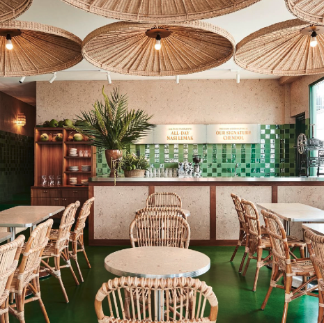 NÁNNYANG café interior with rattan seating